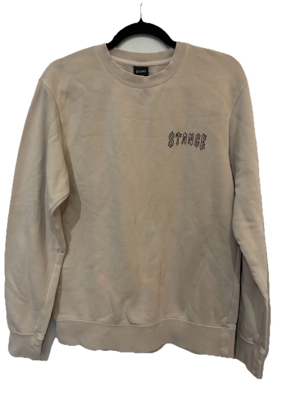 Stance Men's Crewneck Sweatshirt in Beige with Black Logo